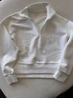 CALIA 1/4 zip pullover, soft white, size Medium
